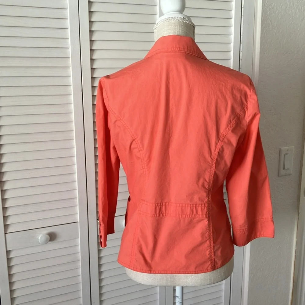 Chico’s 3/4 sleeve blazer in a salmon color 100% cotton Chico’s size 0 or U.S. S